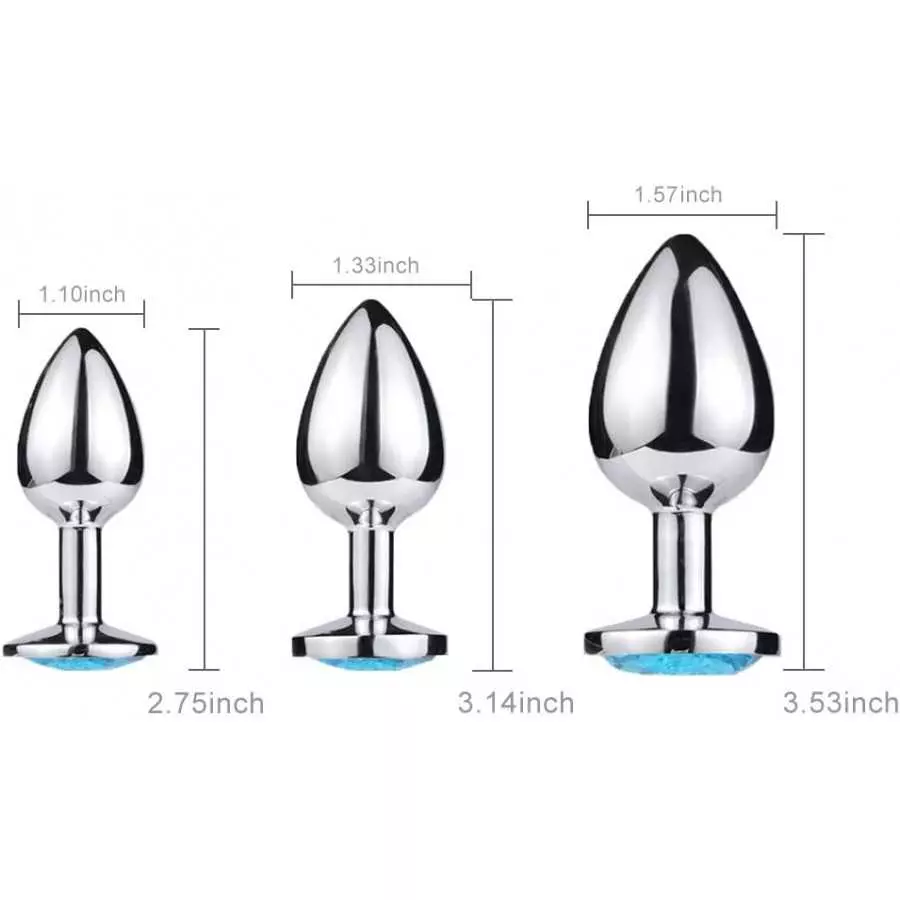 Anal Training Kits 3PCS Stainless Steel Anal Butt Plug Set with Jewelry Fetish Kinky Sex Toys for Beginners Advanced Users Romi 