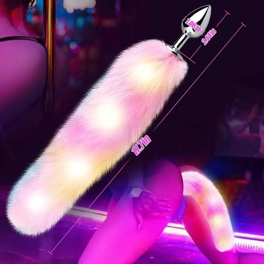 FST Sexy Fox Tail Anal Plug Sex Foreplay Glowing Adult Toys Fashion Role-Playing Alloy Anus Stopper Furry Pink Faux Fox Tail Cou