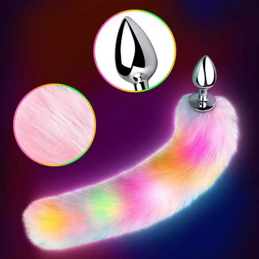 FST Sexy Fox Tail Anal Plug Sex Foreplay Glowing Adult Toys Fashion Role-Playing Alloy Anus Stopper Furry Pink Faux Fox Tail Cou
