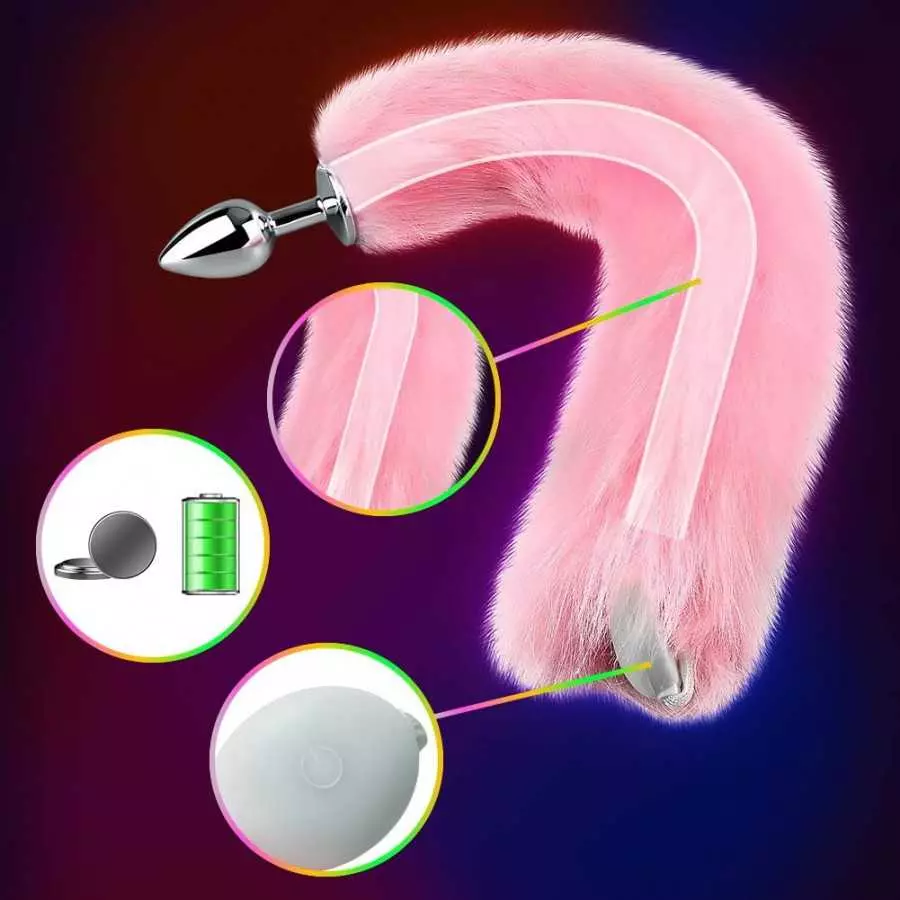 FST Sexy Fox Tail Anal Plug Sex Foreplay Glowing Adult Toys Fashion Role-Playing Alloy Anus Stopper Furry Pink Faux Fox Tail Cou