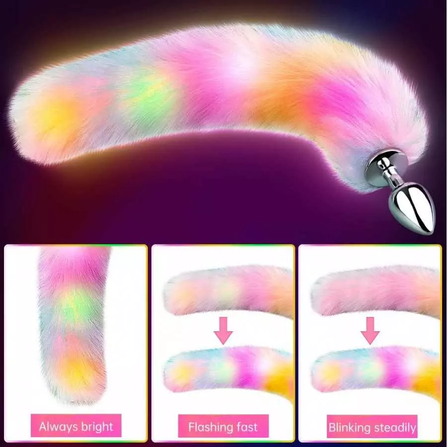 FST Sexy Fox Tail Anal Plug Sex Foreplay Glowing Adult Toys Fashion Role-Playing Alloy Anus Stopper Furry Pink Faux Fox Tail Cou