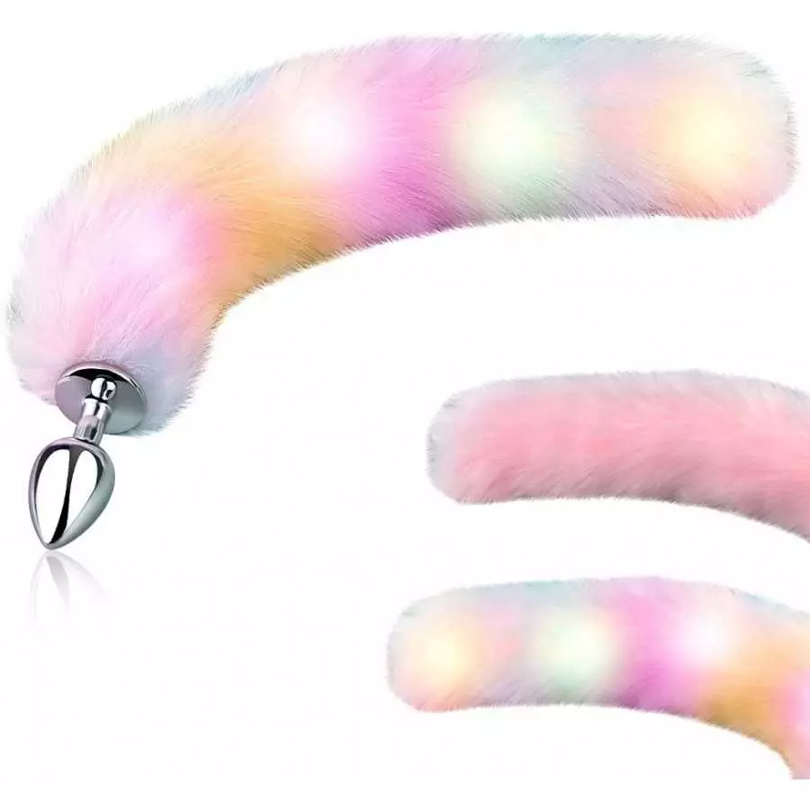 FST Sexy Fox Tail Anal Plug Sex Foreplay Glowing Adult Toys Fashion Role-Playing Alloy Anus Stopper Furry Pink Faux Fox Tail Cou