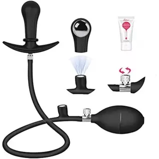 UTIMI Inflatable Butt Plug with Detachable Needle & Anal Sex Toys for Man and Women, Steel Ball Included