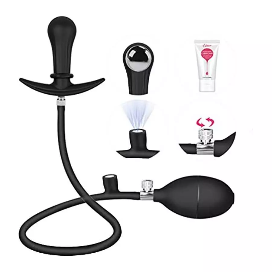 UTIMI Inflatable Butt Plug with Detachable Needle & Anal Sex Toys for Man and Women, Steel Ball Included UTIMI Inflatable Butt Plug with Detachable Needle & Anal Sex Toys for Man and Women, Steel Ball Included