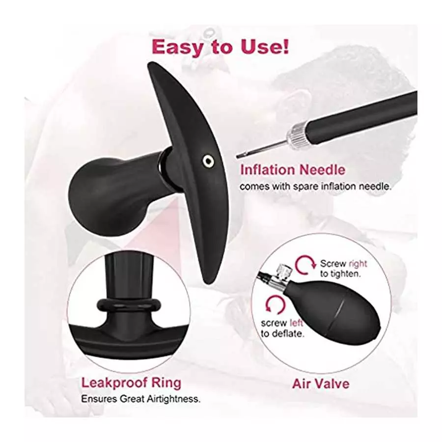 UTIMI Inflatable Butt Plug with Detachable Needle & Anal Sex Toys for Man and Women, Steel Ball Included