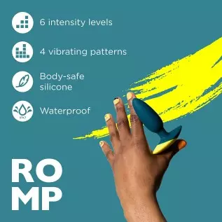ROMP Bass Vibrating Butt Plug - 4 Inch Silicone Anal Plug for Men Women Couples - 6 Intensity Levels for Prostate Stimulation - 