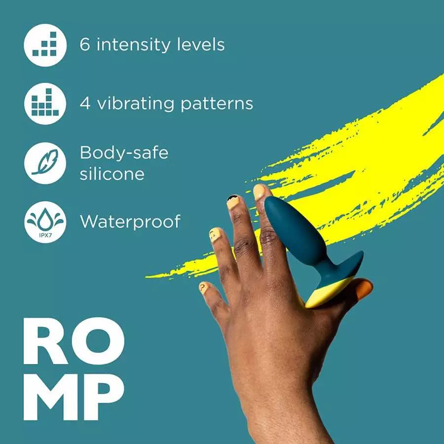 ROMP Bass Vibrating Butt Plug - 4 Inch Silicone Anal Plug for Men Women Couples - 6 Intensity Levels for Prostate Stimulation - 