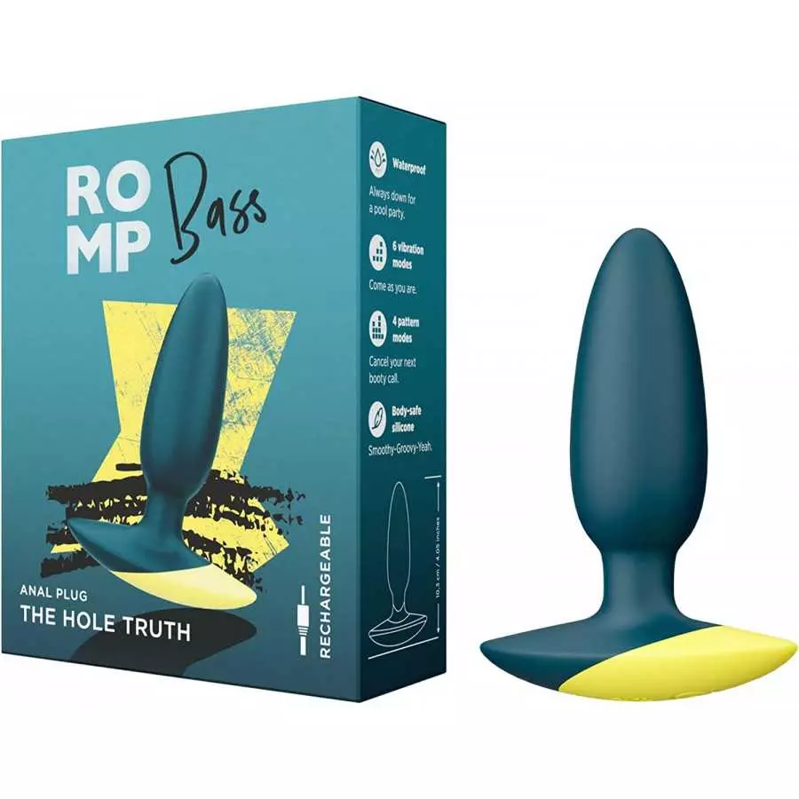 ROMP Bass Vibrating Butt Plug - 4 Inch Silicone Anal Plug for Men Women Couples - 6 Intensity Levels for Prostate Stimulation - 