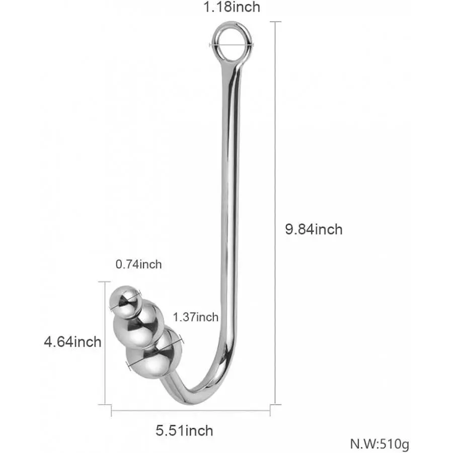 FST Stainless Steel Anal Hook, Buttplug Hook with 3 Interchangeable Heart Balls Anal Sex Toys for Couple Gay Lesbian