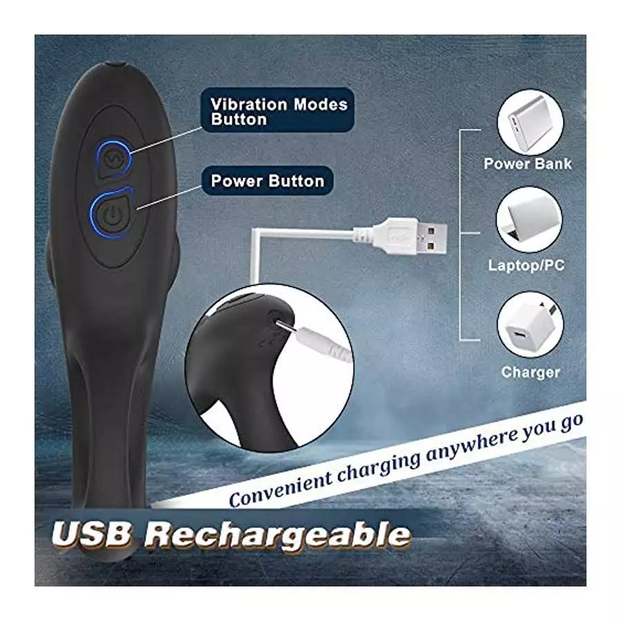 Vibrating Anal Beads Butt Plug, Rechargeable Silicone Anal Vibrator with 10 Vibration Modes Graduated Design Waterproof Prostate