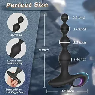 Vibrating Anal Beads Butt Plug, Rechargeable Silicone Anal Vibrator with 10 Vibration Modes Graduated Design Waterproof Prostate