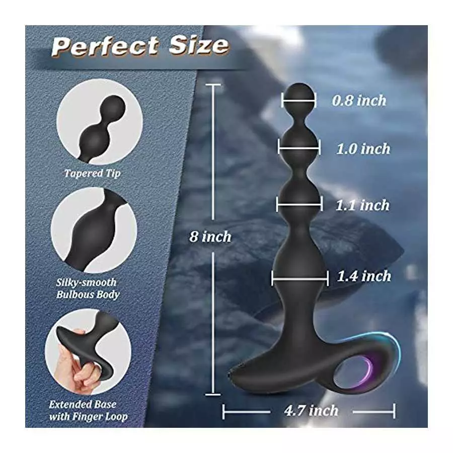 Vibrating Anal Beads Butt Plug, Rechargeable Silicone Anal Vibrator with 10 Vibration Modes Graduated Design Waterproof Prostate