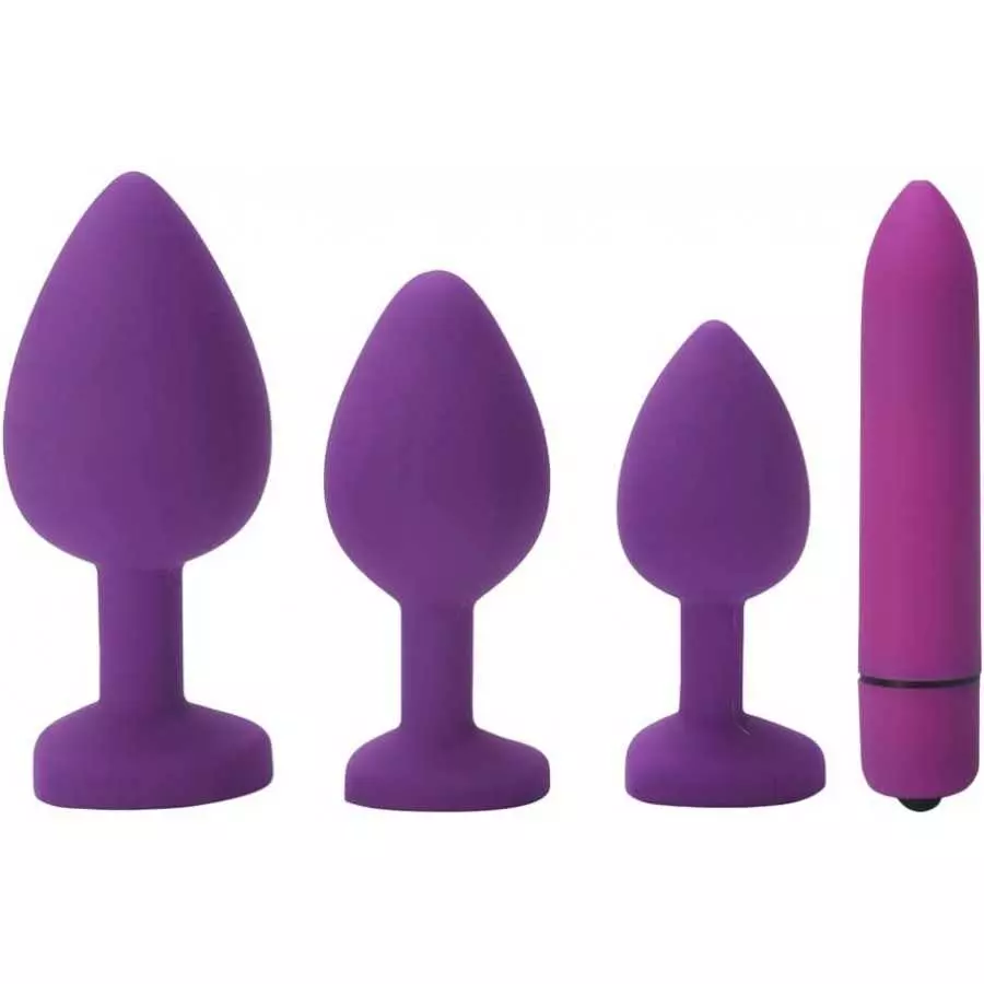 4 Pieces Waterproof Silicone Expanding Anal Plugs Toy Trainer Set Butt Plugs Toy for Men Women Anal Sex Toy for Beginner Adult, 
