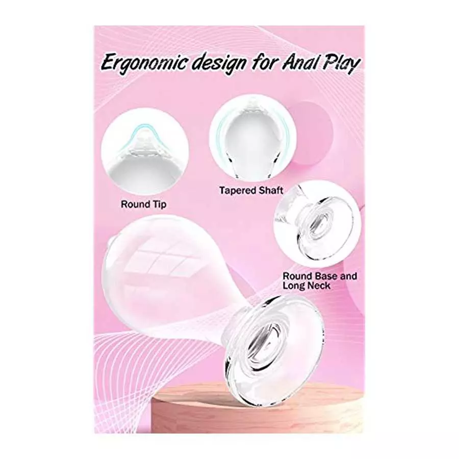 Butt Plug Training Set with See-Through Base, 3 Sizes Transparent Crystal Acrylic Anal Plugs Trainer Kit with Round Tip Tapered 