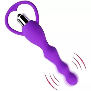 Vibrating Anal Beads Butt Plug, Graduated Design Silicone Anal Vibrator Waterproof G-spot Anal Sex Toy for Men, Women and Couple