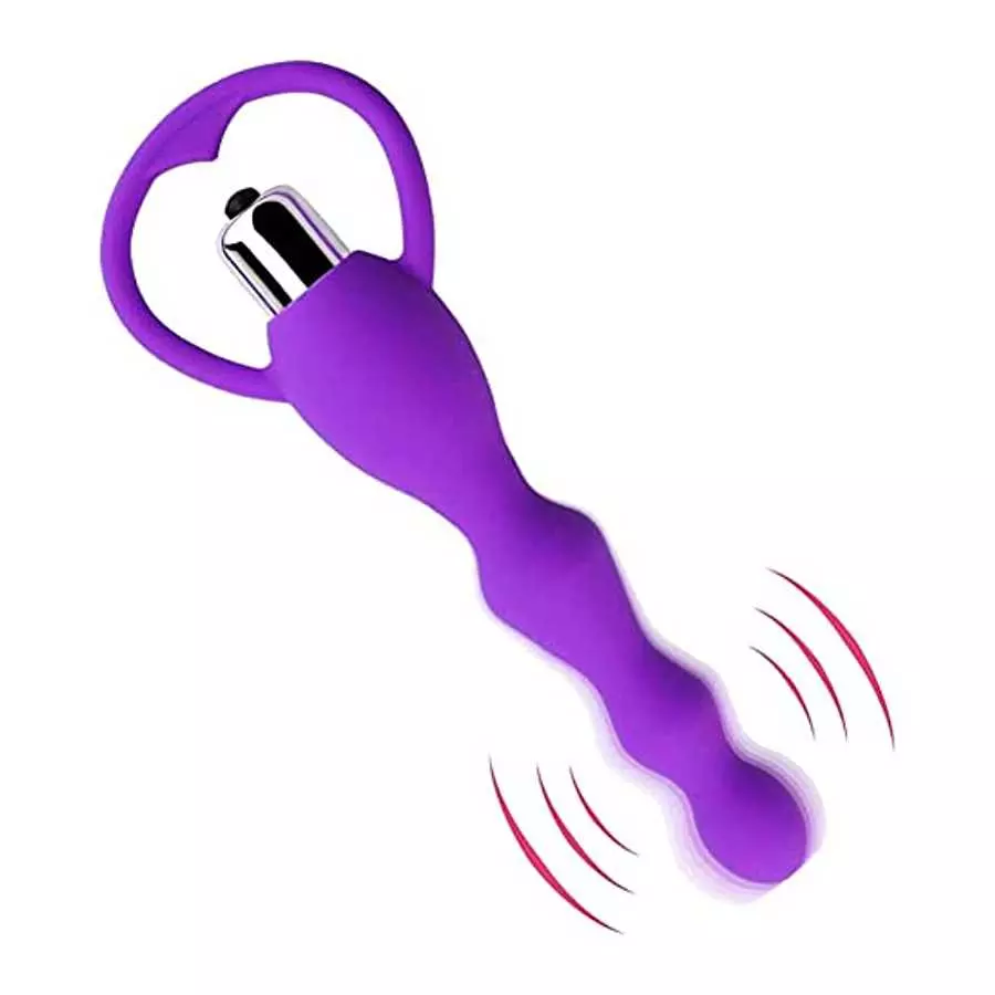 Vibrating Anal Beads Butt Plug, Graduated Design Silicone Anal Vibrator Waterproof G-spot Anal Sex Toy for Men, Women and Couple
