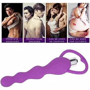 Vibrating Anal Beads Butt Plug, Graduated Design Silicone Anal Vibrator Waterproof G-spot Anal Sex Toy for Men, Women and Couple