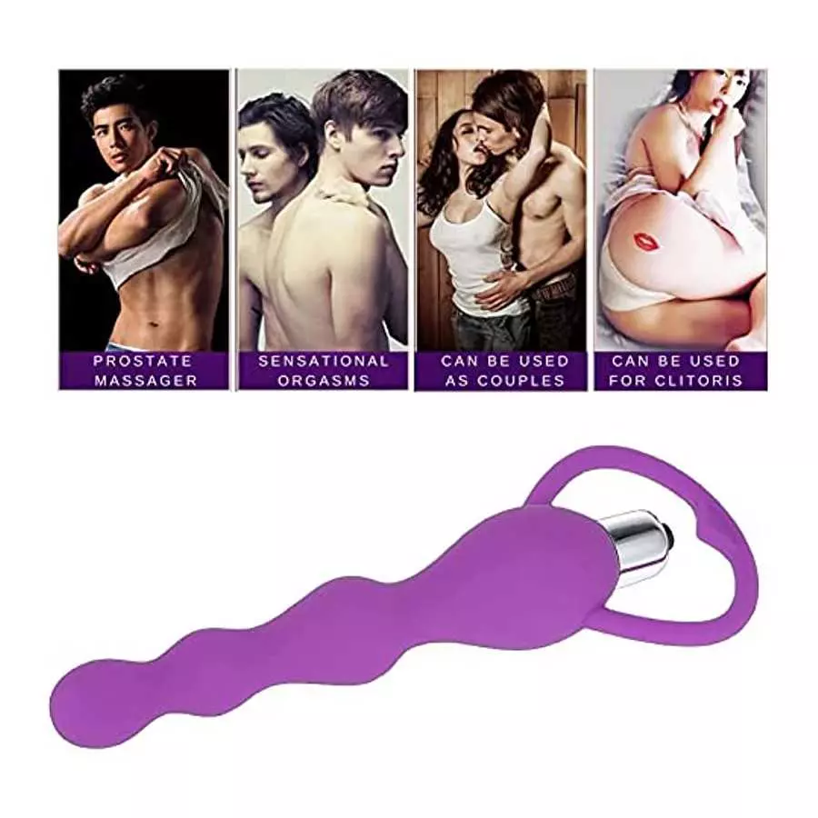 Vibrating Anal Beads Butt Plug, Graduated Design Silicone Anal Vibrator Waterproof G-spot Anal Sex Toy for Men, Women and Couple