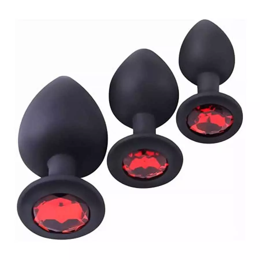 Anal Plug Set 3 Pcs – Jewel Butt Plug – Anal Sex Toys – Silicone But Plug for Men & Women, Anal Plugs Trainer – Gay Sex Toys Sex