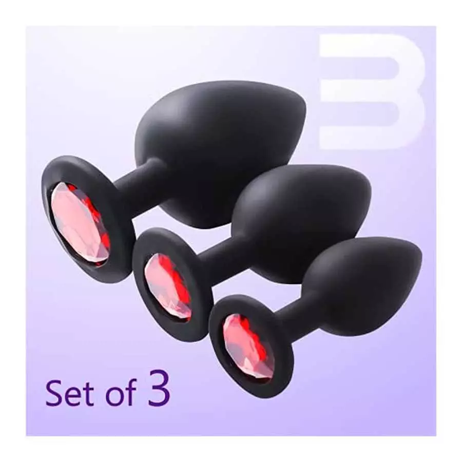 Anal Plug Set 3 Pcs – Jewel Butt Plug – Anal Sex Toys – Silicone But Plug for Men & Women, Anal Plugs Trainer – Gay Sex Toys Sex