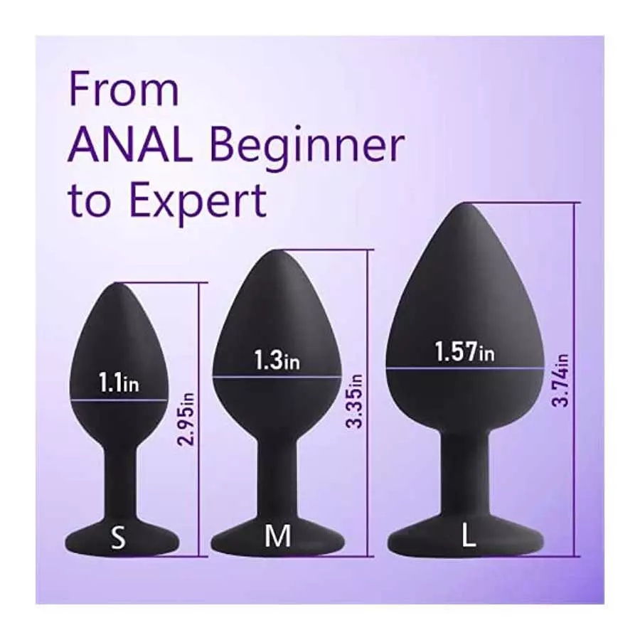 Anal Plug Set 3 Pcs – Jewel Butt Plug – Anal Sex Toys – Silicone But Plug for Men & Women, Anal Plugs Trainer – Gay Sex Toys Sex