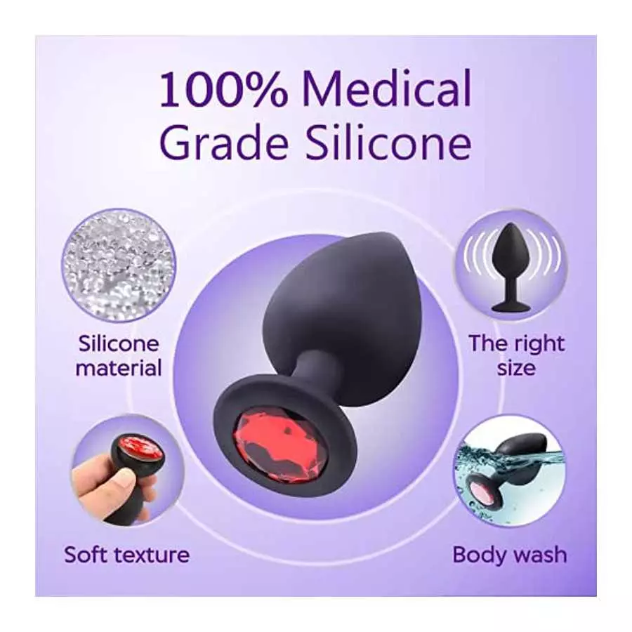 Anal Plug Set 3 Pcs – Jewel Butt Plug – Anal Sex Toys – Silicone But Plug for Men & Women, Anal Plugs Trainer – Gay Sex Toys Sex