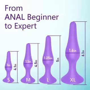 Anal Plug Training Set - Silicone Anal Sex Toys for Beginners and Advanced - Anal Butt Plugs Starter Kit for Women and Men - 3 P