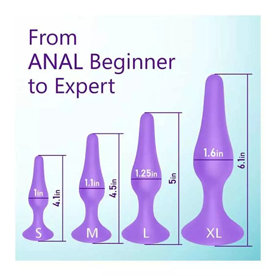 Anal Plug Training Set - Silicone Anal Sex Toys for Beginners and Advanced - Anal Butt Plugs Starter Kit for Women and Men - 3 P