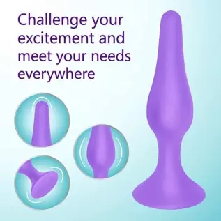 Anal Plug Training Set - Silicone Anal Sex Toys for Beginners and Advanced - Anal Butt Plugs Starter Kit for Women and Men - 3 P