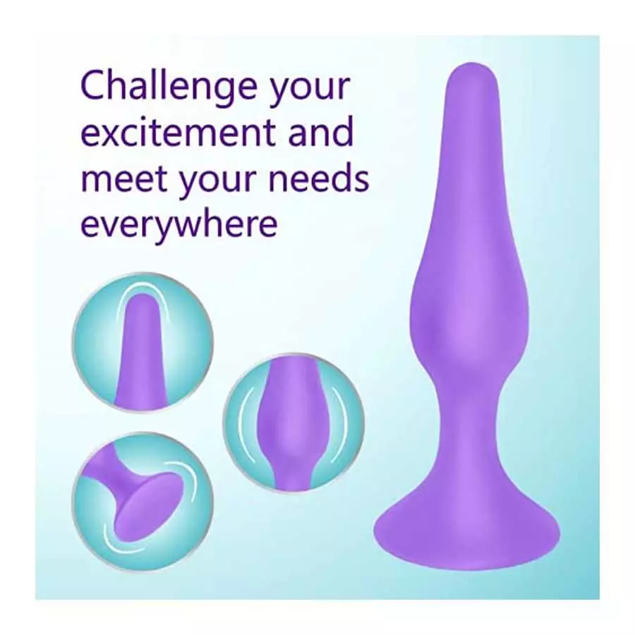 Anal Plug Training Set - Silicone Anal Sex Toys for Beginners and Advanced - Anal Butt Plugs Starter Kit for Women and Men - 3 P