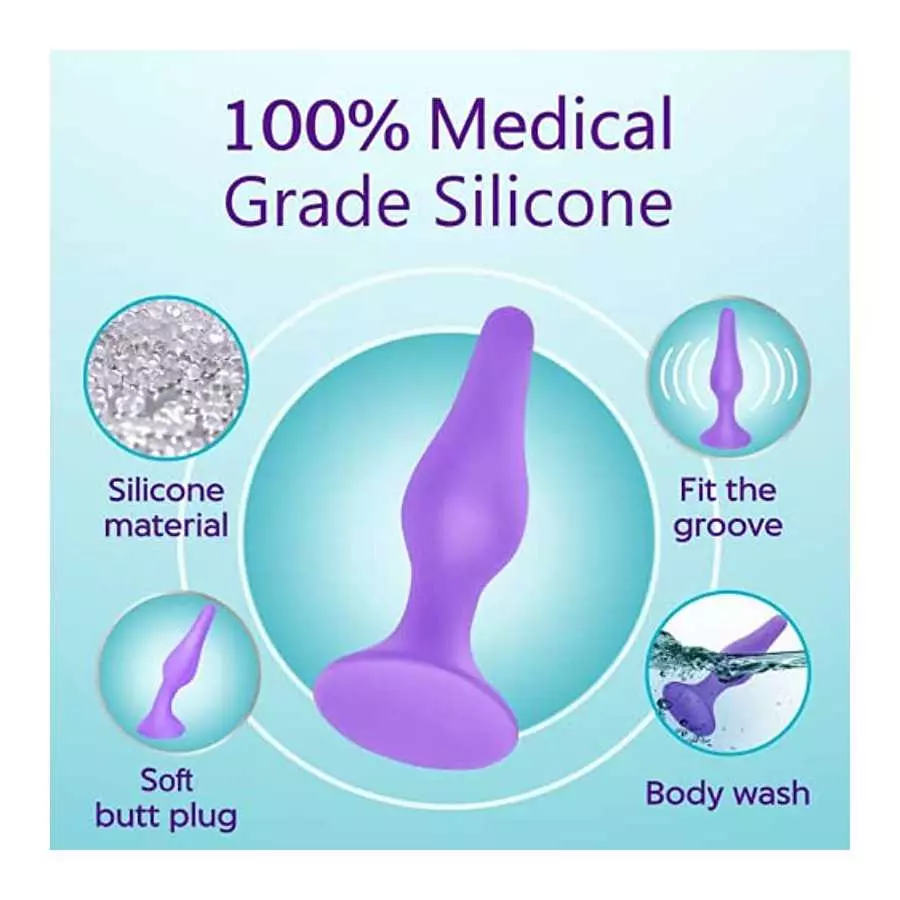 Anal Plug Training Set - Silicone Anal Sex Toys for Beginners and Advanced - Anal Butt Plugs Starter Kit for Women and Men - 3 P