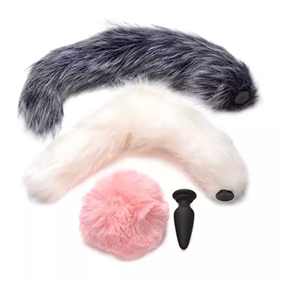 Tailz Snap-On Anal Plug with 3 Interchangeable Fox & Bunny Tails | Thick Furry Faux Fur Animal Tail for Women & Men | Adult Sex Tailz Snap-On Anal Plug with 3 Interchangeable Fox & Bunny Tails | Thick Furry Faux Fur Animal Tail for Women & Men | Adult Sex