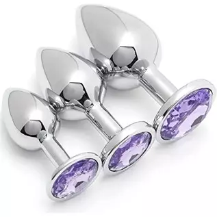 3Pcs Set Stainless Steel Anal Plug Butt Plugs Luxury Jewelry Design Anal Trainer S&M Adult Gay Sex Toy Gifts for Women Men (Ligh