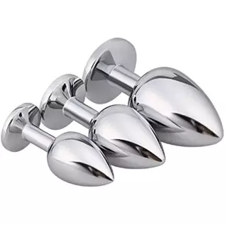 3Pcs Set Stainless Steel Anal Plug Butt Plugs Luxury Jewelry Design Anal Trainer S&M Adult Gay Sex Toy Gifts for Women Men (Ligh