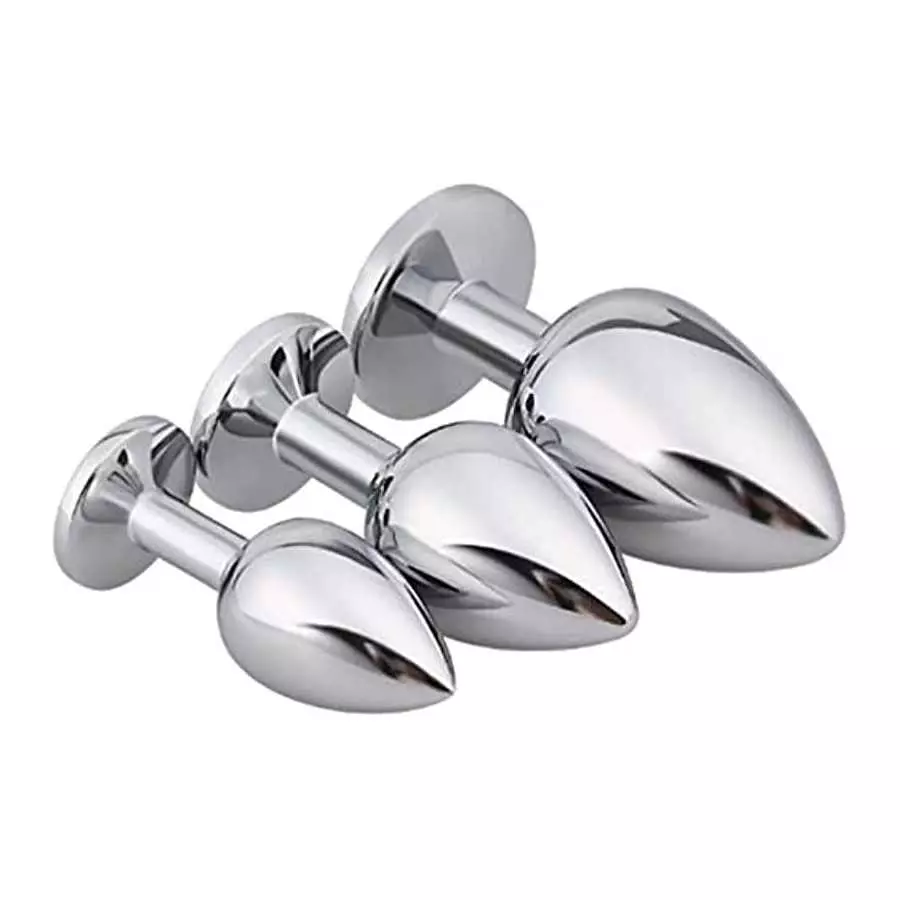 3Pcs Set Stainless Steel Anal Plug Butt Plugs Luxury Jewelry Design Anal Trainer S&M Adult Gay Sex Toy Gifts for Women Men (Ligh