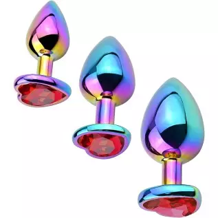 Anal Plugs 3PCS Anal Trainer Set Colorful Metal Butt Plug Heart Shape Jewelry Anal Sex Toys for Beginners Advanced Users Sex Fac