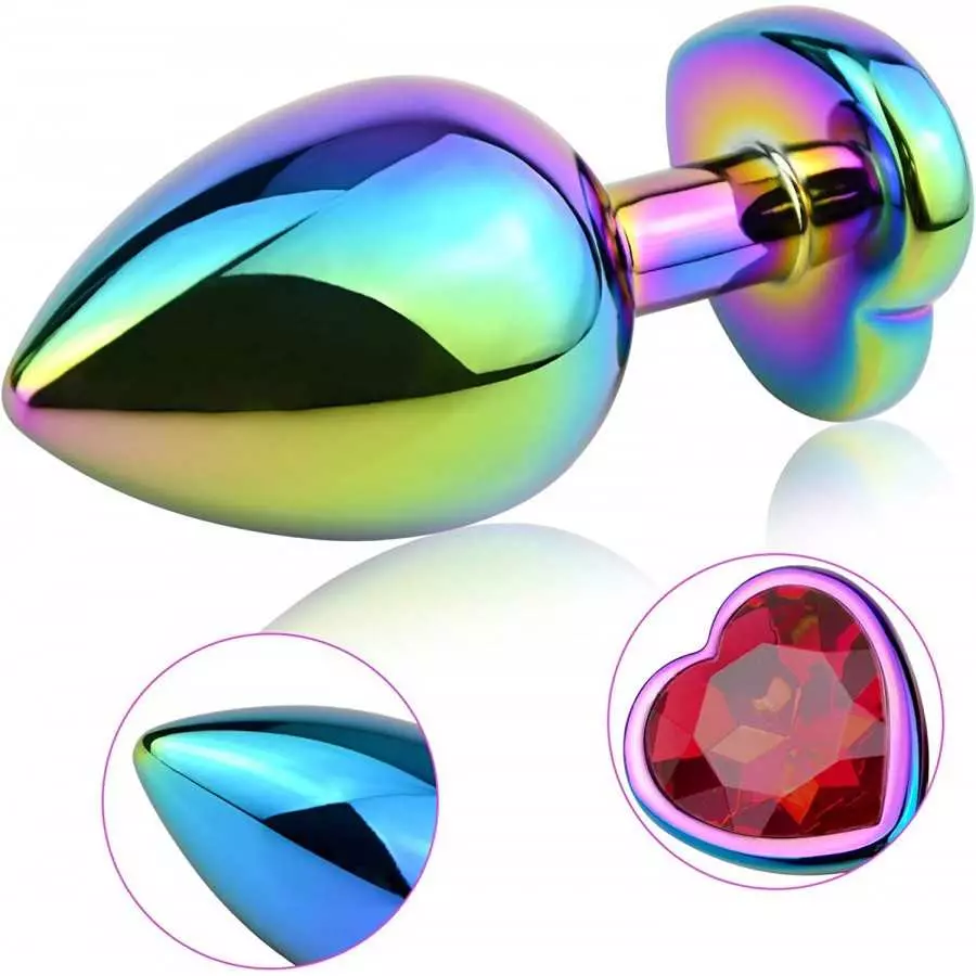 Anal Plugs 3PCS Anal Trainer Set Colorful Metal Butt Plug Heart Shape Jewelry Anal Sex Toys for Beginners Advanced Users Sex Fac