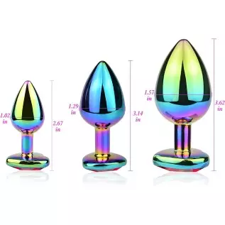 Anal Plugs 3PCS Anal Trainer Set Colorful Metal Butt Plug Heart Shape Jewelry Anal Sex Toys for Beginners Advanced Users Sex Fac