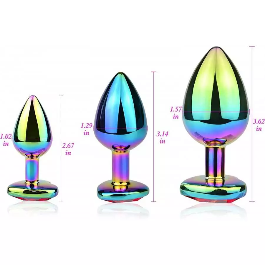 Anal Plugs 3PCS Anal Trainer Set Colorful Metal Butt Plug Heart Shape Jewelry Anal Sex Toys for Beginners Advanced Users Sex Fac