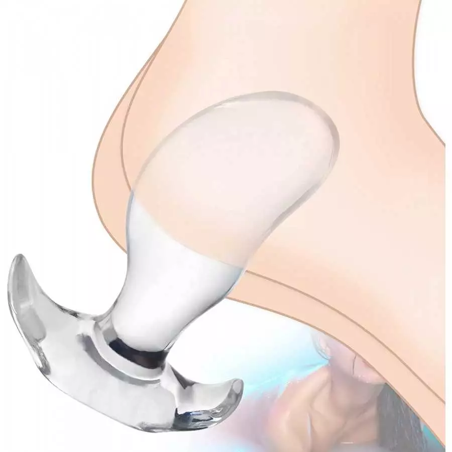 Soft Anal Plugs with Safety Base, Transparent Flexible Butt Plug Prostate Massage G-spot Stimulation Trainer with Round Unique T