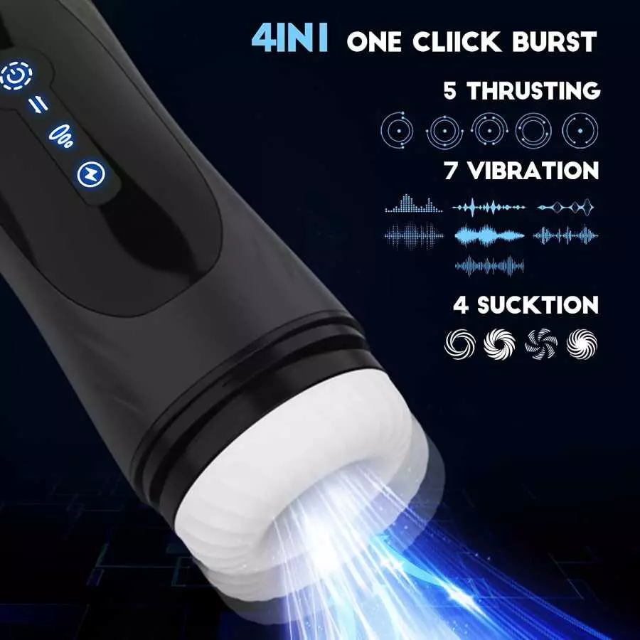 3 in 1 Automatic Male Masturbator, Masturbators Cup with 5 Thrusting & 4 Suction & 7 Vibration Modes Penis Pump, Sucking Pocket 
