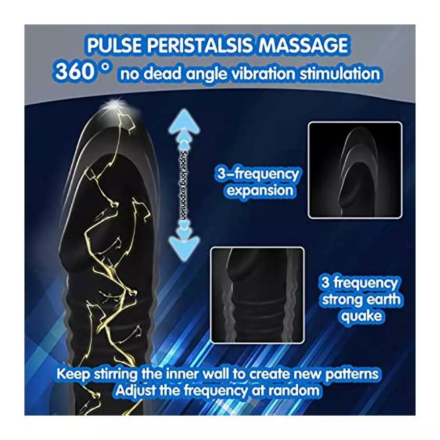 Thrusting Anal Vibrator with Cock Ring - Button & Remote Control Silicone Male Vibrator, Rechargeable Prostate Vibrator Sex Toys