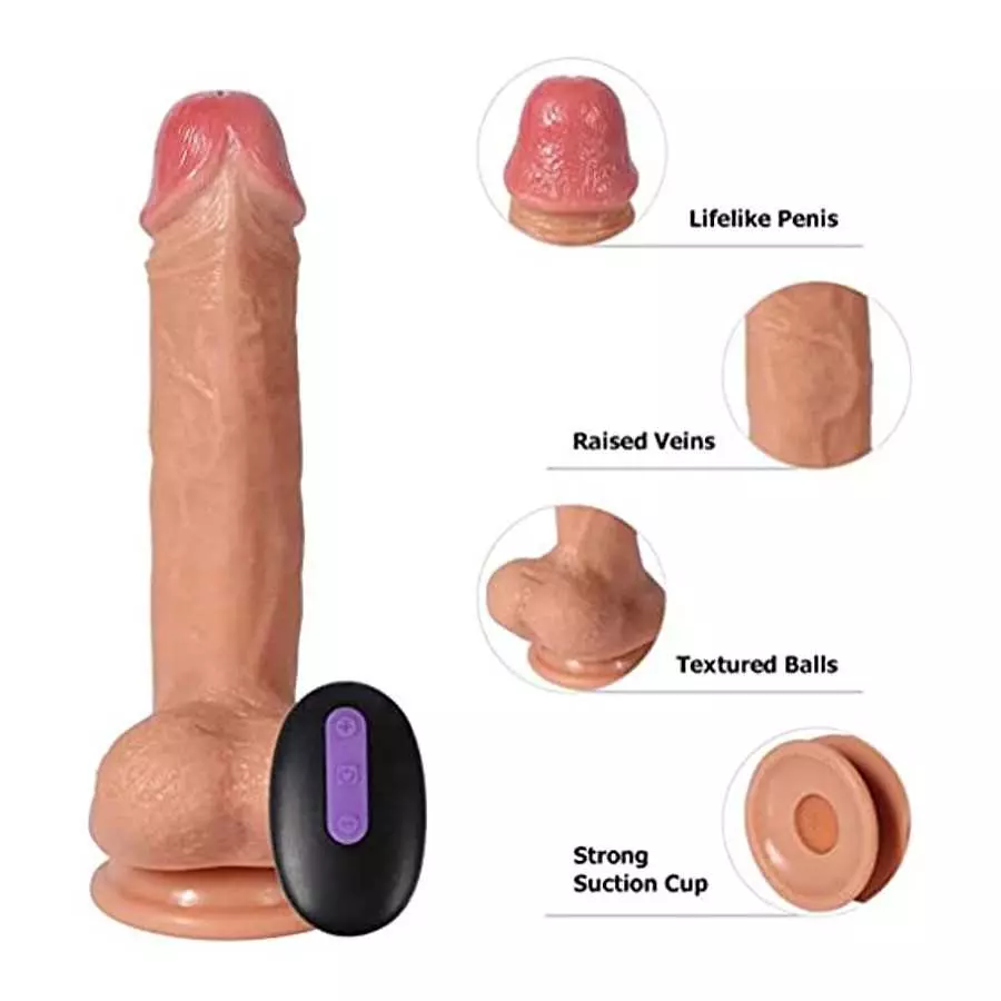 Thrusting Anal Vibrator Prostate Massager with Cock Ring, Remote Control Anal Sex Toy with 10 Thrusting & Vibrating Modes, Recha