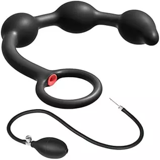 Expand Inflatable Anal Butt Plug Silicone Anal Beads with 3 Balls Detachable Needle Adjustable Size Adult Sex Toy for Gay Lesbia