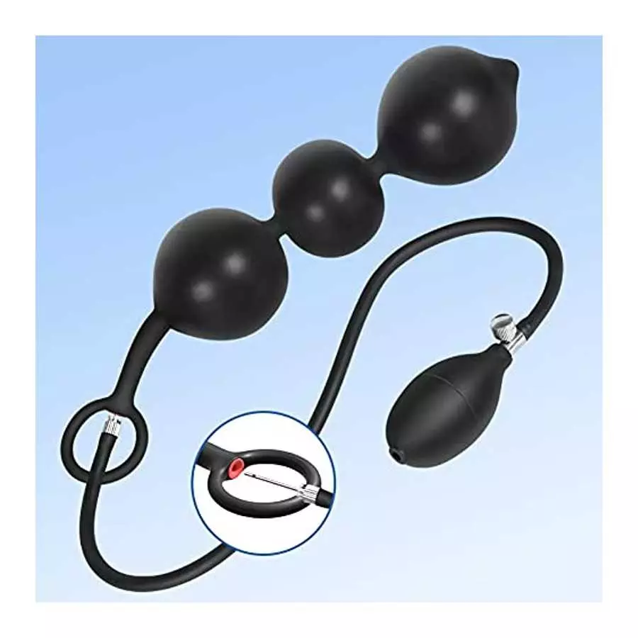 Expand Inflatable Anal Butt Plug Silicone Anal Beads with 3 Balls Detachable Needle Adjustable Size Adult Sex Toy for Gay Lesbia