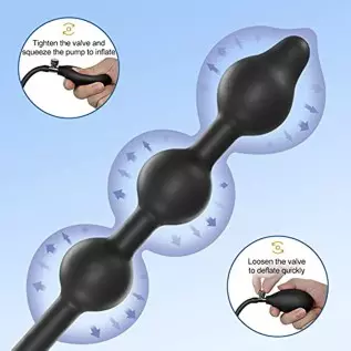 Expand Inflatable Anal Butt Plug Silicone Anal Beads with 3 Balls Detachable Needle Adjustable Size Adult Sex Toy for Gay Lesbia