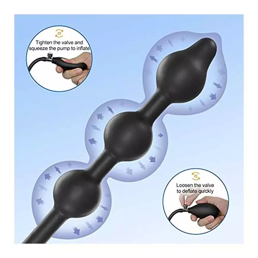 Expand Inflatable Anal Butt Plug Silicone Anal Beads with 3 Balls Detachable Needle Adjustable Size Adult Sex Toy for Gay Lesbia