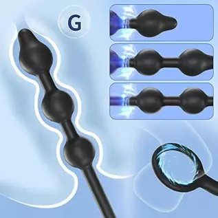 Expand Inflatable Anal Butt Plug Silicone Anal Beads with 3 Balls Detachable Needle Adjustable Size Adult Sex Toy for Gay Lesbia