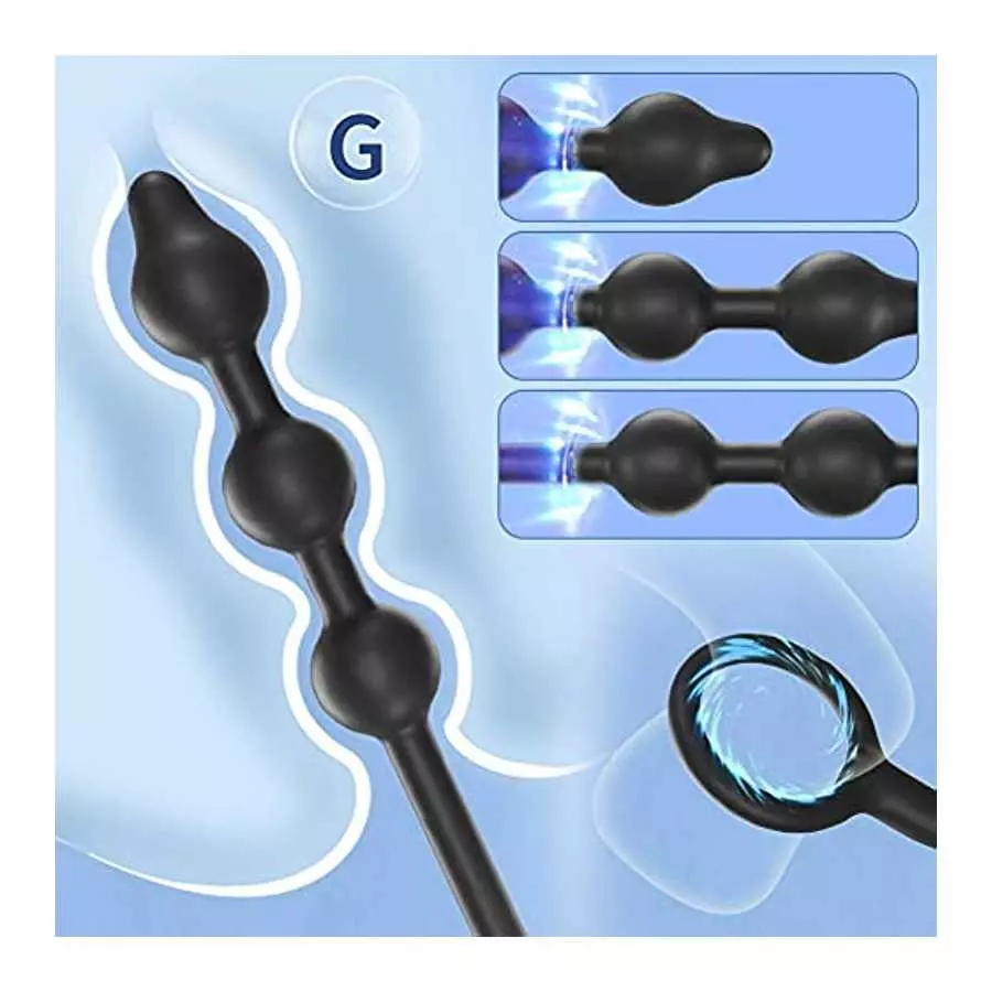 Expand Inflatable Anal Butt Plug Silicone Anal Beads with 3 Balls Detachable Needle Adjustable Size Adult Sex Toy for Gay Lesbia