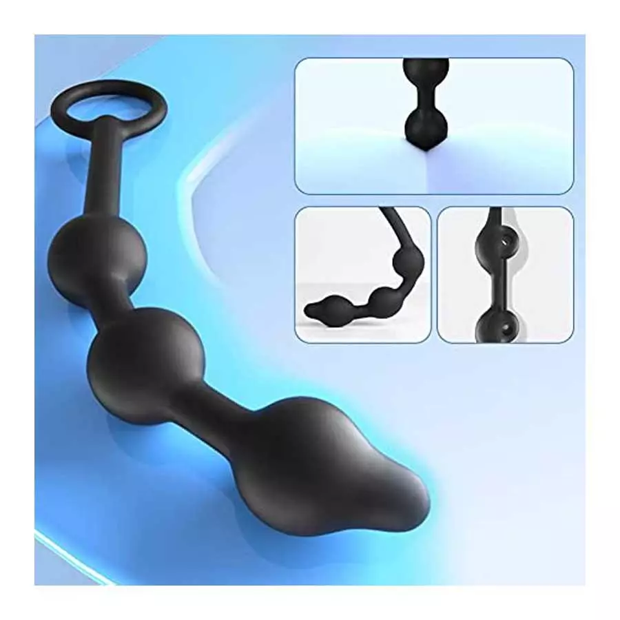 Expand Inflatable Anal Butt Plug Silicone Anal Beads with 3 Balls Detachable Needle Adjustable Size Adult Sex Toy for Gay Lesbia